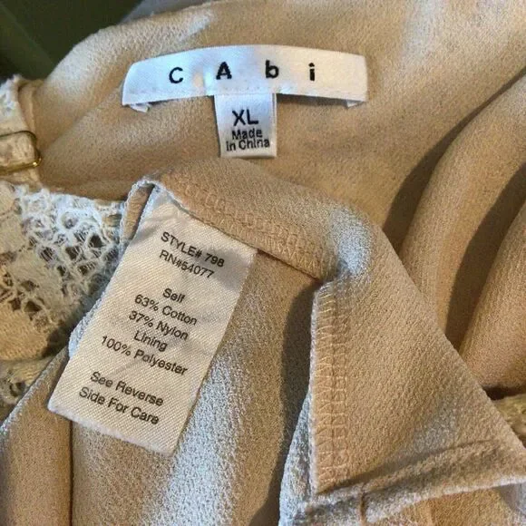 Cabi It Girl Ivory Lace Lined Camisole Blouse Style 798 Size XL - Picture 6 of 8